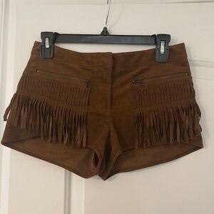 BCBG MAXAZRIA frill brown shorts